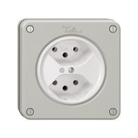 NUPU-Steckdose NEVO, 2×T13, m.LED, lichtgrau