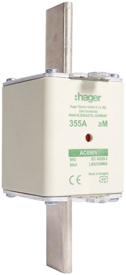 NH-Sicherung Hager DIN2 690VAC 355A aM Doppelkennmelder rostfrei