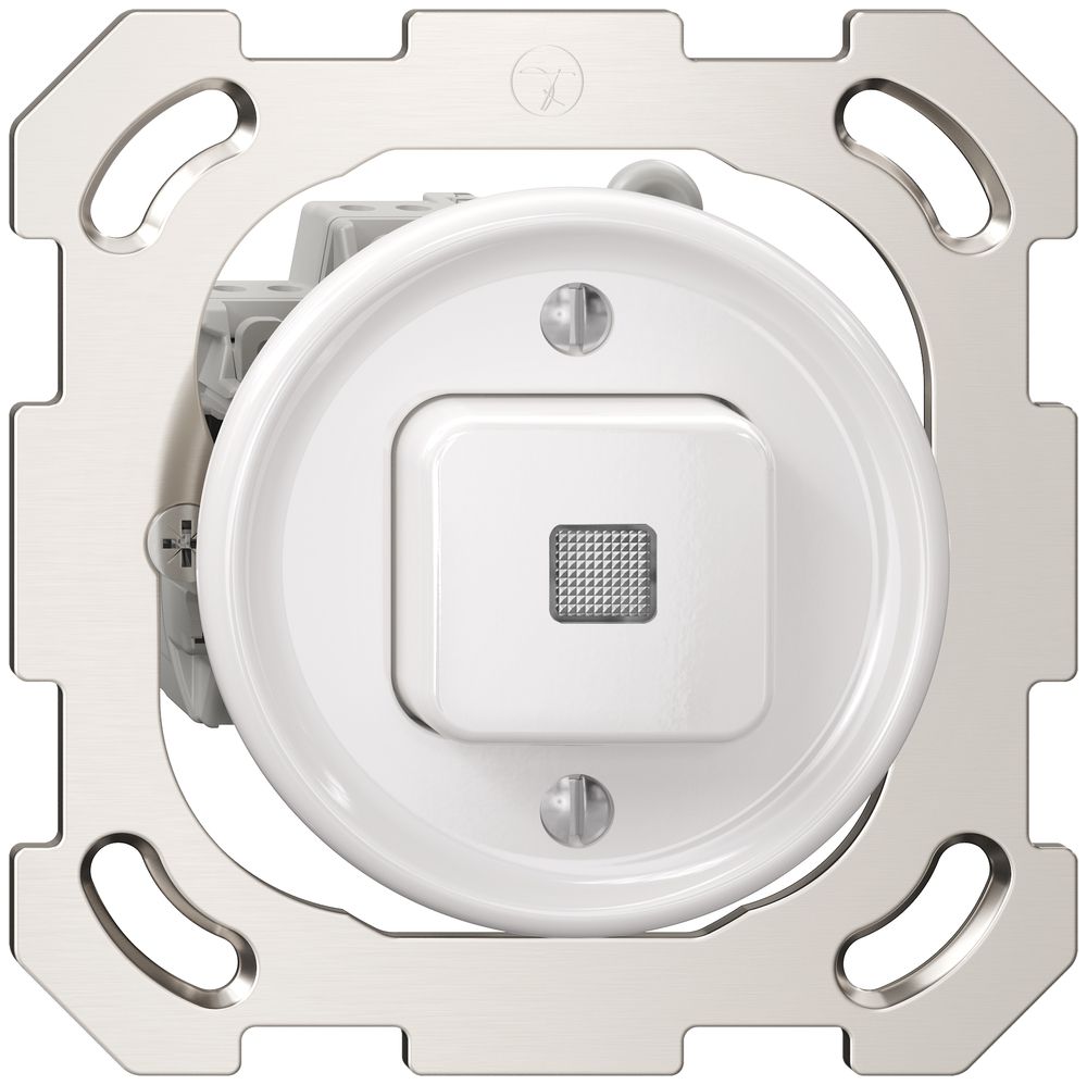 UP-Sonnerie-Drucktaster Sdue, 16A 230 VAC, 77×77mm, mit Steckklemmen weiss
