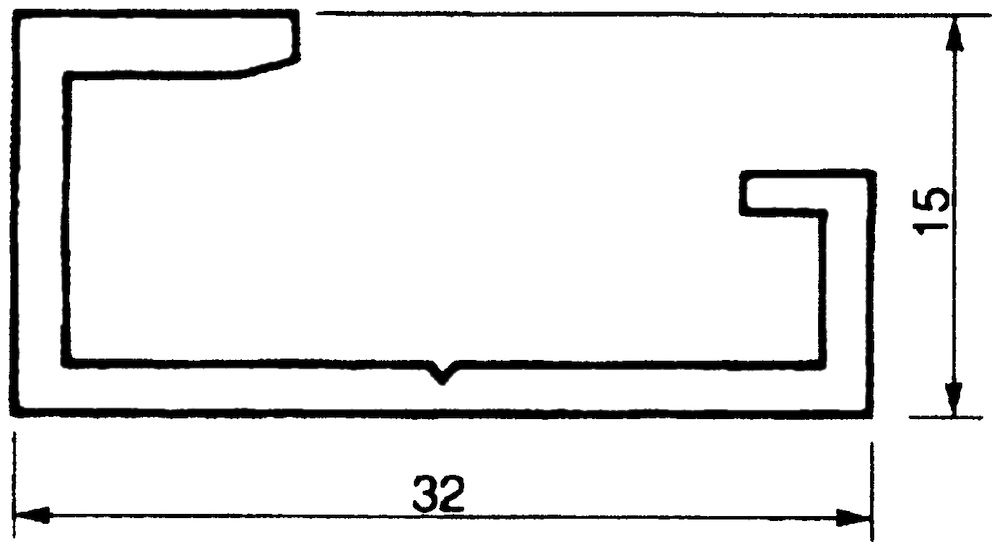 Profilo per apparecchio Al, 32×15 L=3m EN 50035-G32