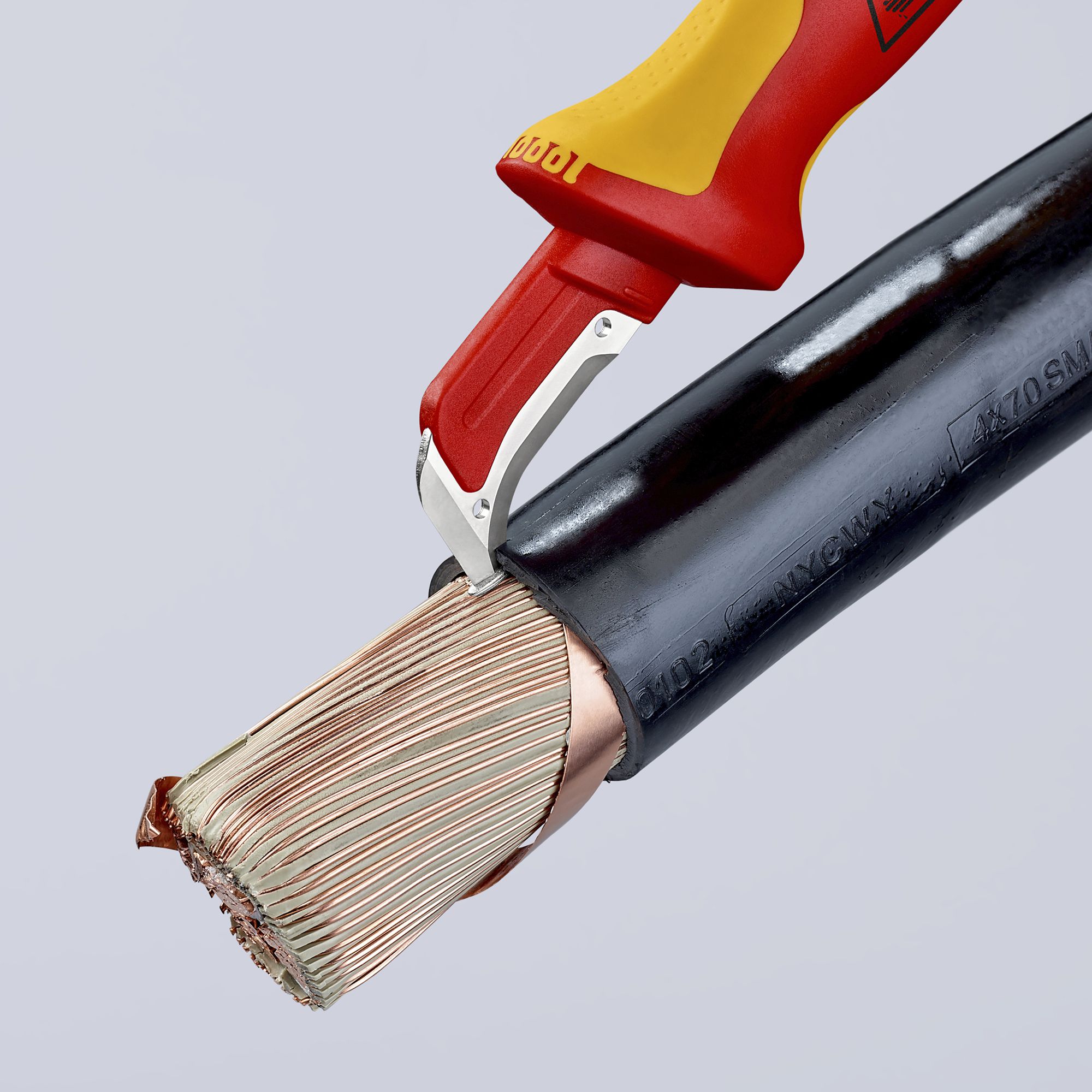 Coltello spelacavi KNIPEX VDE con pattino di guida 180mm