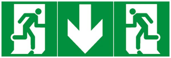 Set d'autocollants pour luminaire de secours LEG U34LED, 2×sortie d.sec/1×flèche