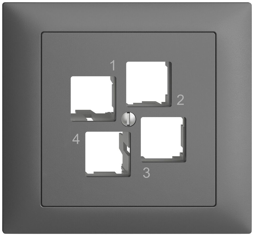 EB-Montageset EDIZIOdue FKE EASYNET S-One, für 4×RJ45, geradeauslass, dunkelgrau
