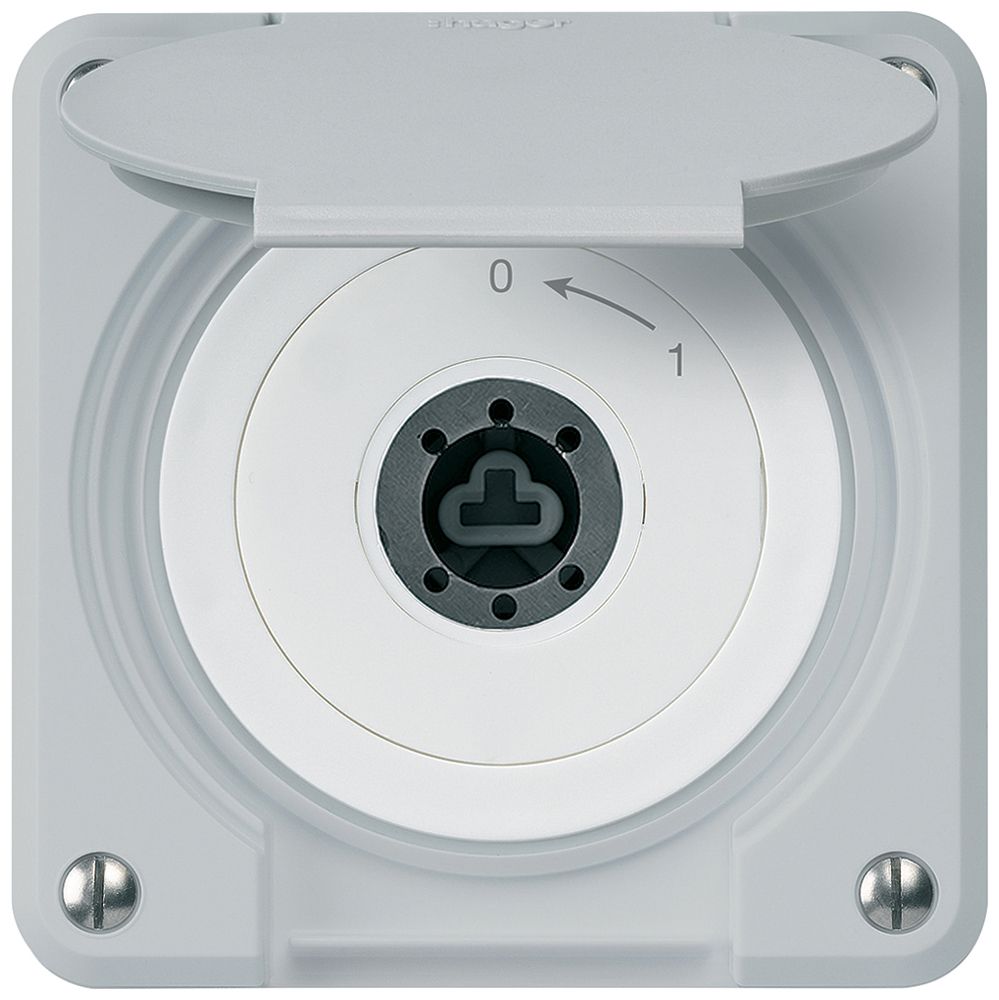 UP-Schlüsselschwenktaster robusto IP55 grau mit Deckel ohne Zylinder 2P