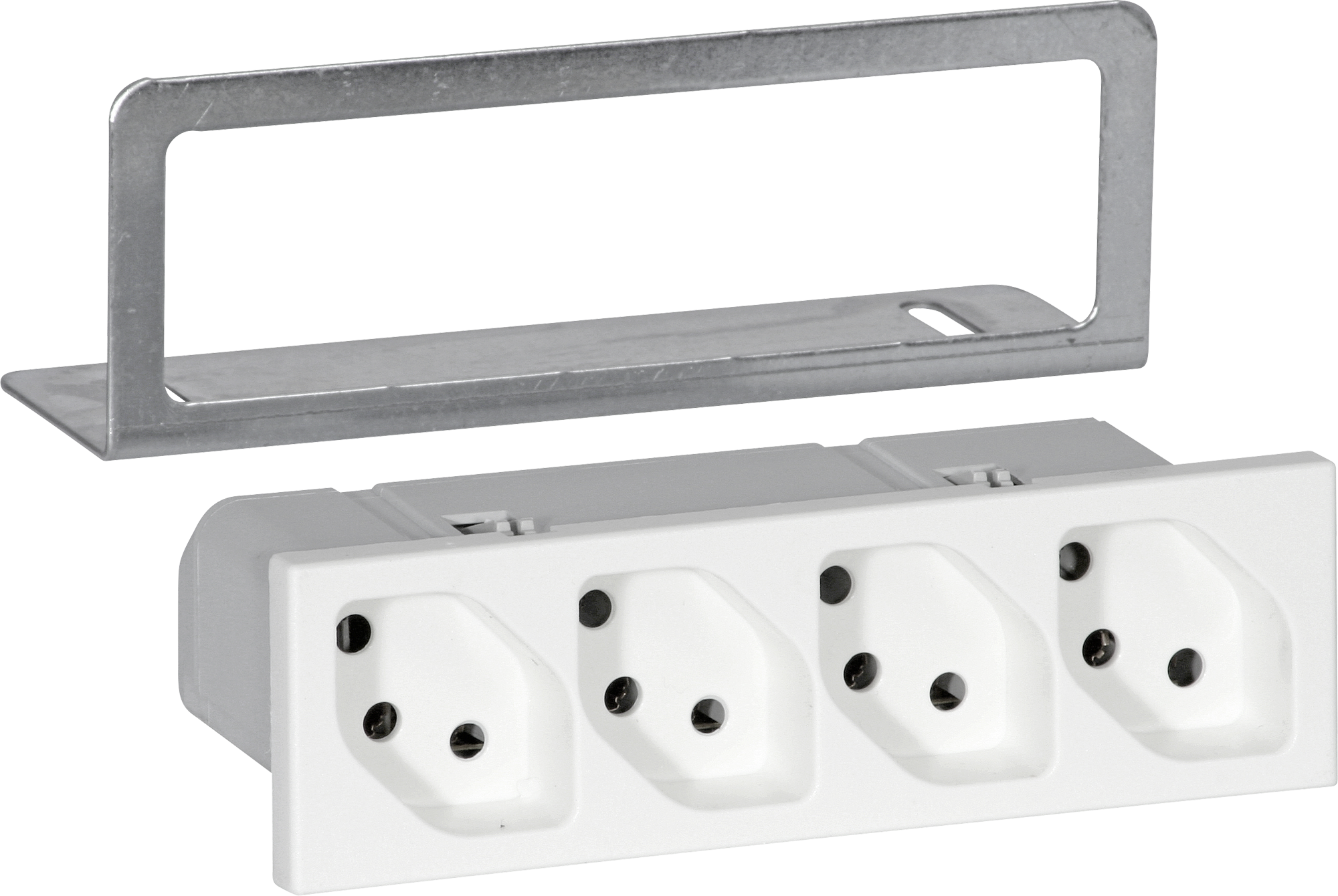 EB-Steckdose FLF 4×Typ 13 weiss 46×Typ 130mm Hager