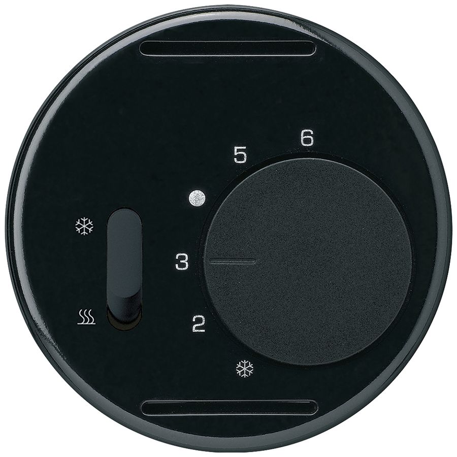 Frontscheibe Hager basico, für Thermostat mit Schalter Heizen/Kühlen, schwarz