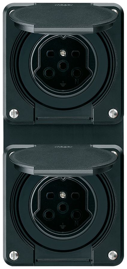 Combi ENC 2×1 HA robusto 2×type 15 avec bornes enfichables avec couvercle noir