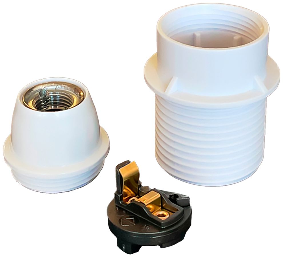 Portalampada Elektrogros E14 thermoplast con arresto bianco