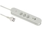 Prise multiple Re:Life 10A avec interrupteur EN/HORS 3×T13 3×USB 1.8m blanc