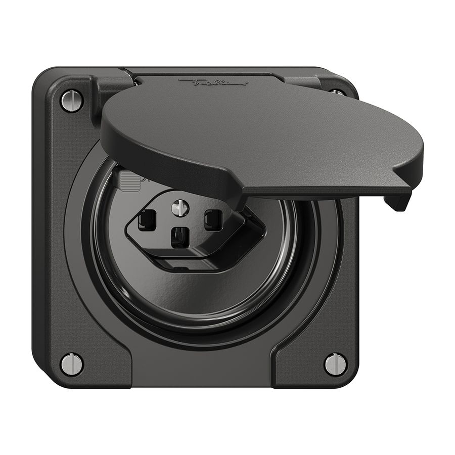 FI-Steckdose NEVO N.CO 30mA, Typ 23, m.Shutter, m.Anschlussklemmen, schwarz