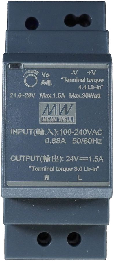 REG-Schaltnetzteil MEAN WELL HDR-30-24, IN: 85…264VAC, OUT: 24VDC/36W, 2TE