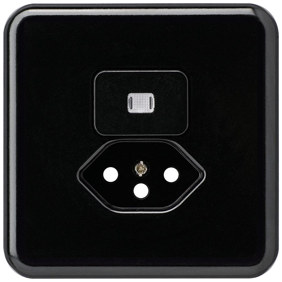 UP-Frontset basico 86×86mm schwarz mit Linse und Kinderschutz f.S3/T13 für BOMI