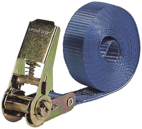 Umreifungsgurt Plica, mit Ratsche, 5m, 25mm, Polyester, blau