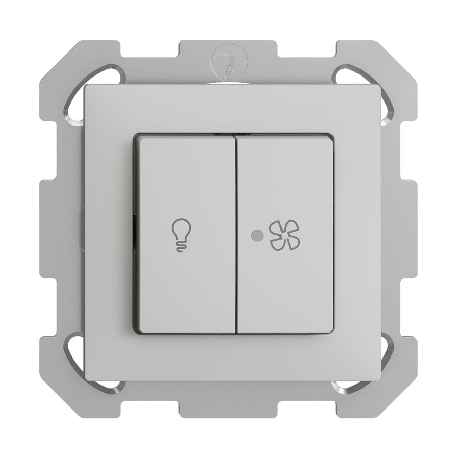 Interrupteur ENC pour lum.et ventilat. EDIZIOdue gris clair, LED jaune