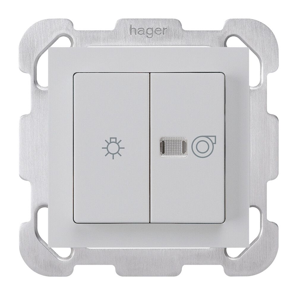 UP-Leuchtdruckschalter kallysto hellgrau 1/1L Symbolen Licht+Ventilation