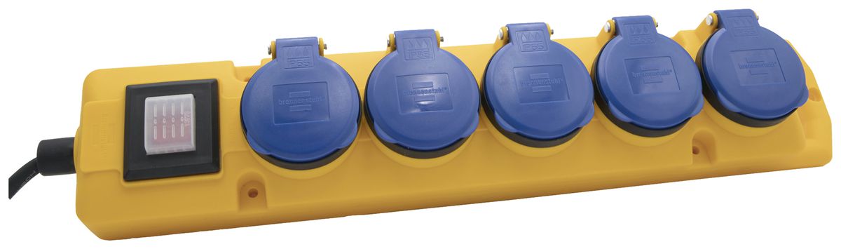 Prise multiple Super-Solid interrupteur 5×T13 IP55 3m H05RN-F 3×1mm² jn/bl