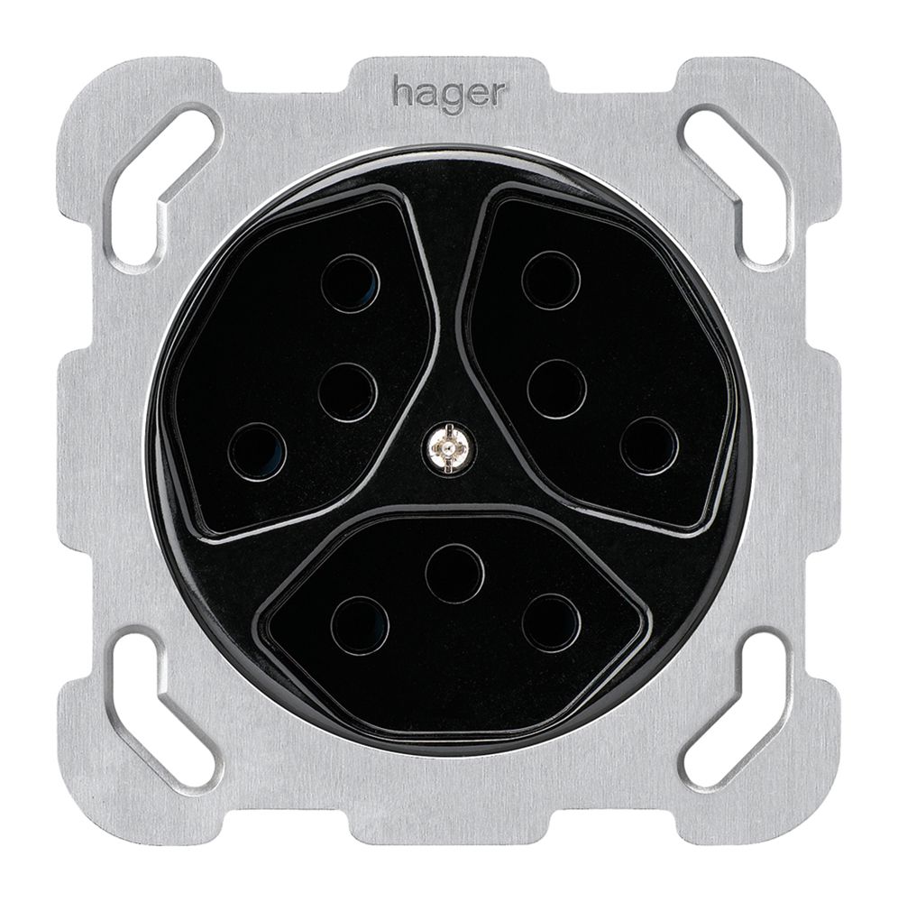 Einsatz zu UP-Steckdose basico 3×Typ 13 schwarz mit Kinderschutz