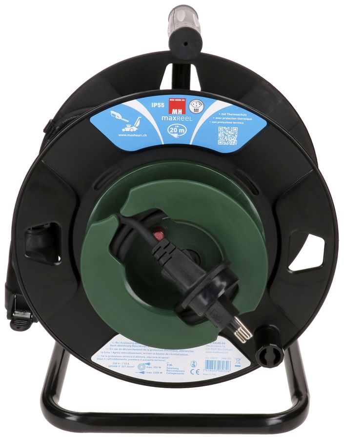 Kabelrolle MH maxReeL 1×T13 3×1mm² 20m IP55 schwarz/grün