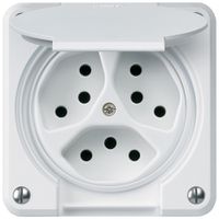UP-Steckdose robusto 3×Typ 13 weiss