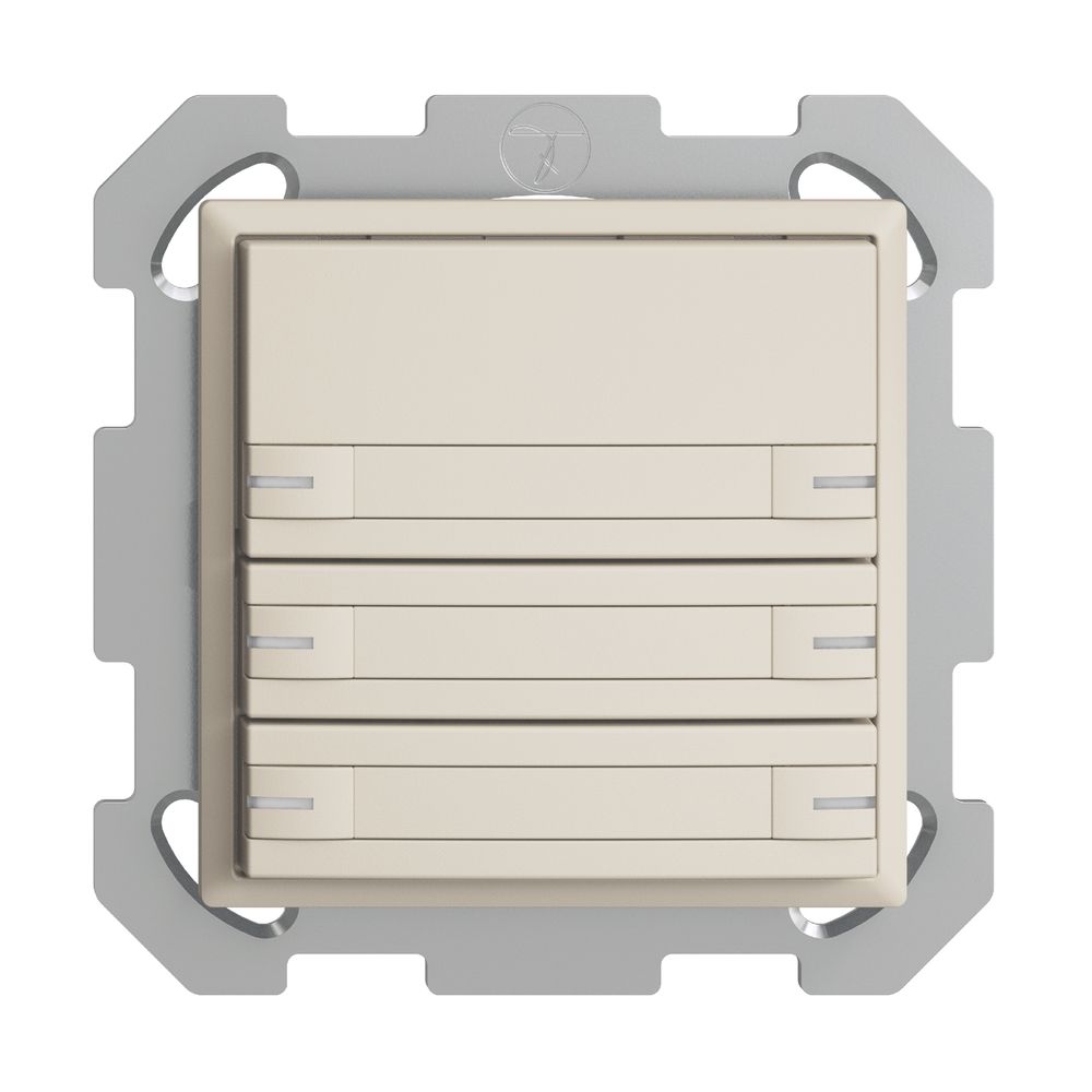 UP-KNX-Taster RGB EDUE, 250mW, m.RGB-LED, m.Papier., 6×Taste, 1×Tastenb., crema