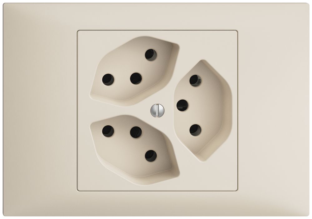 EB-Steckdose EDIZIOdue 3×T13 3×S crema