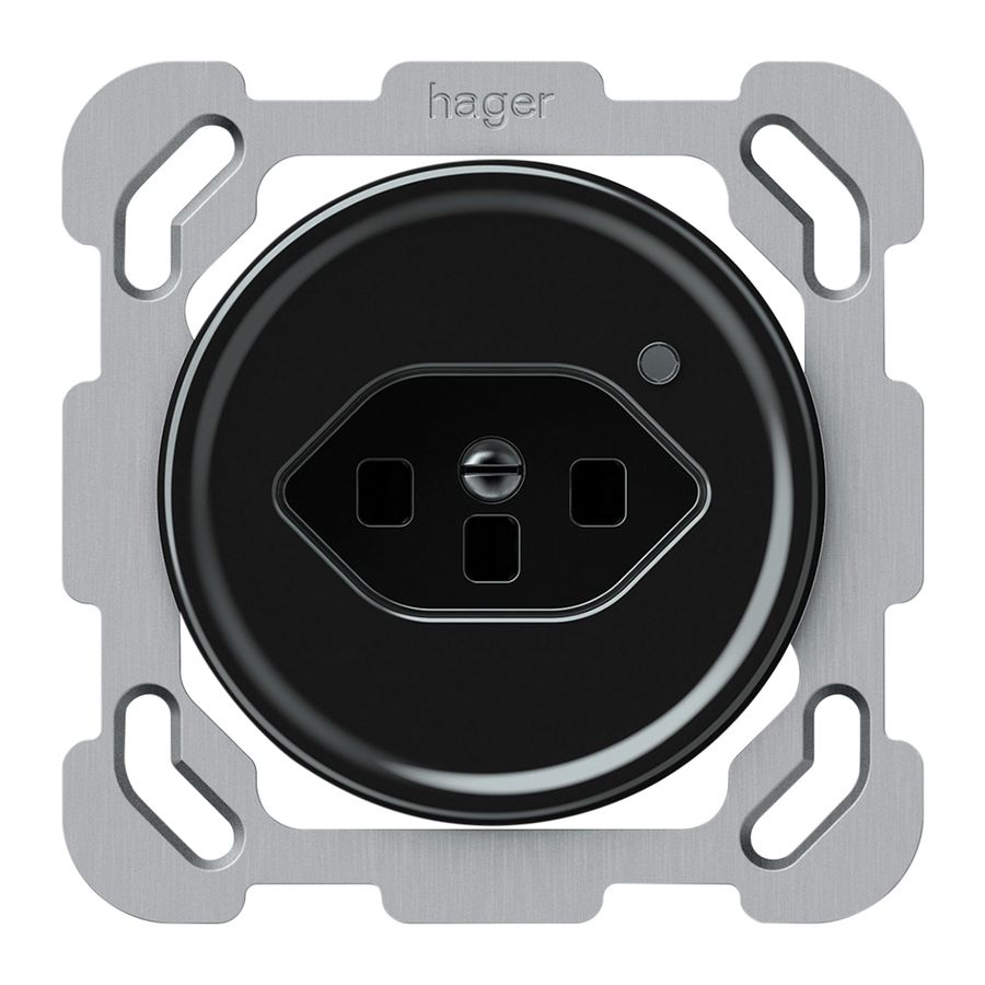 Prise ENC origin 1×type 23 lum.vert 16A 230V 77×77mm noir