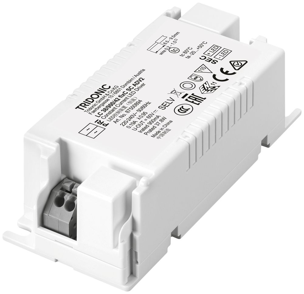 Convertitore LED Tridonic LC fixC 900mA, 38W, 97×43×30mm