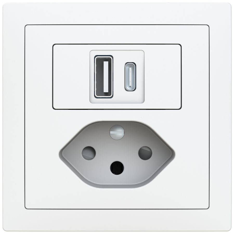 AP-USB-Ladesteckdose ABB Sidus 1×USB-A 1×USB-C + T13 3000mA OUT:5V ws