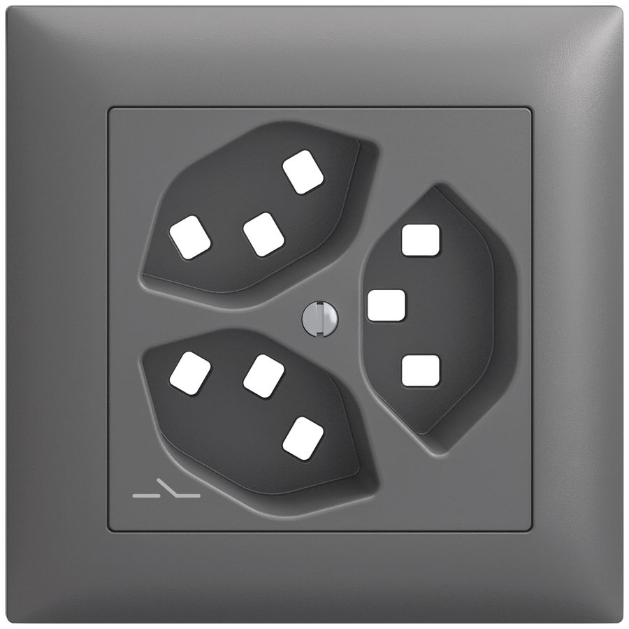 UP-Montageset Feller EDIZIOdue, für Steckdose 3×T23 1×getrennt, dunkelgrau