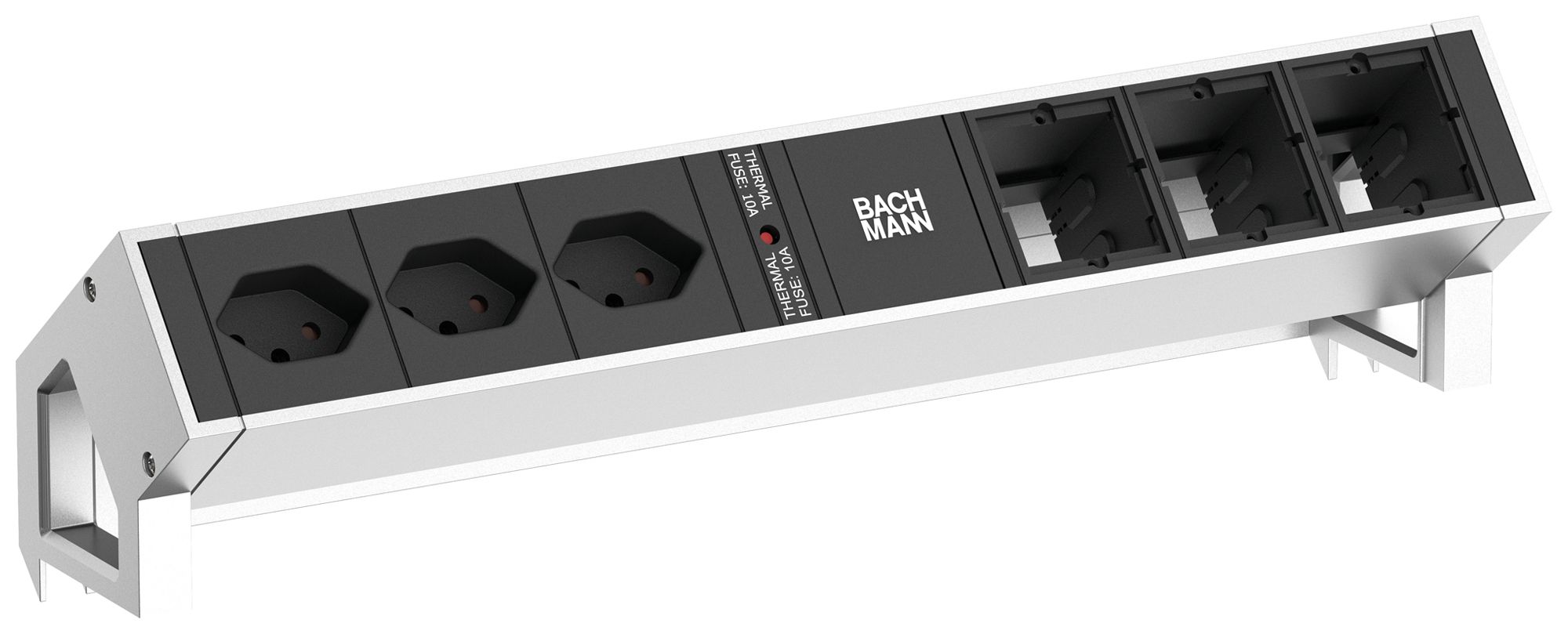 Prise multiple de table BACHMANN DESK 2 3×T13 3×CM 0.2m aluminium noir