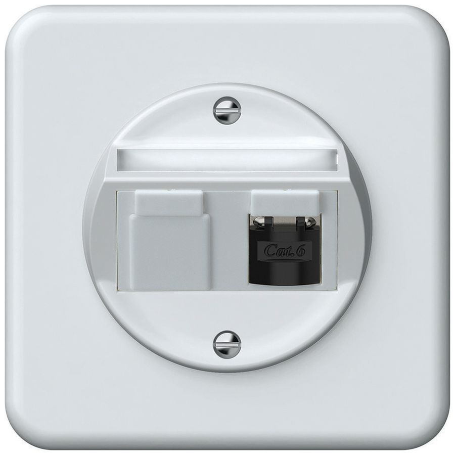 UP-Anschlussdose origin RJ45 8(8) Kat.6 schräg geschirmt 92×92mm weiss