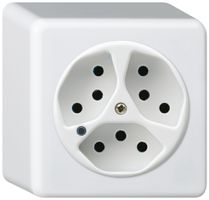 AP-Steckdose Hager basico 3×Typ 13 beleuchtet Q weiss