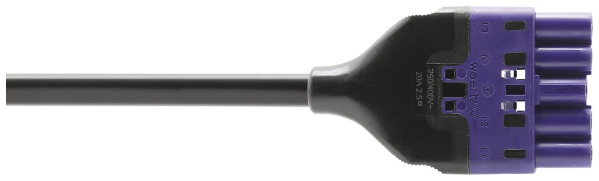 Anschlussleitung Woertz 49345/C1 5×2.5mm² 400V 20A 4m vi Stecker-frei Cca