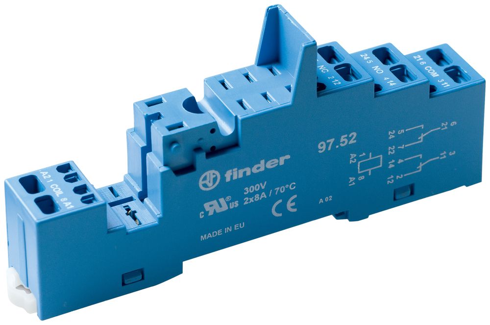 Zoccolo Finder per relè 46.52 morsetti a molla con staffa in plastica