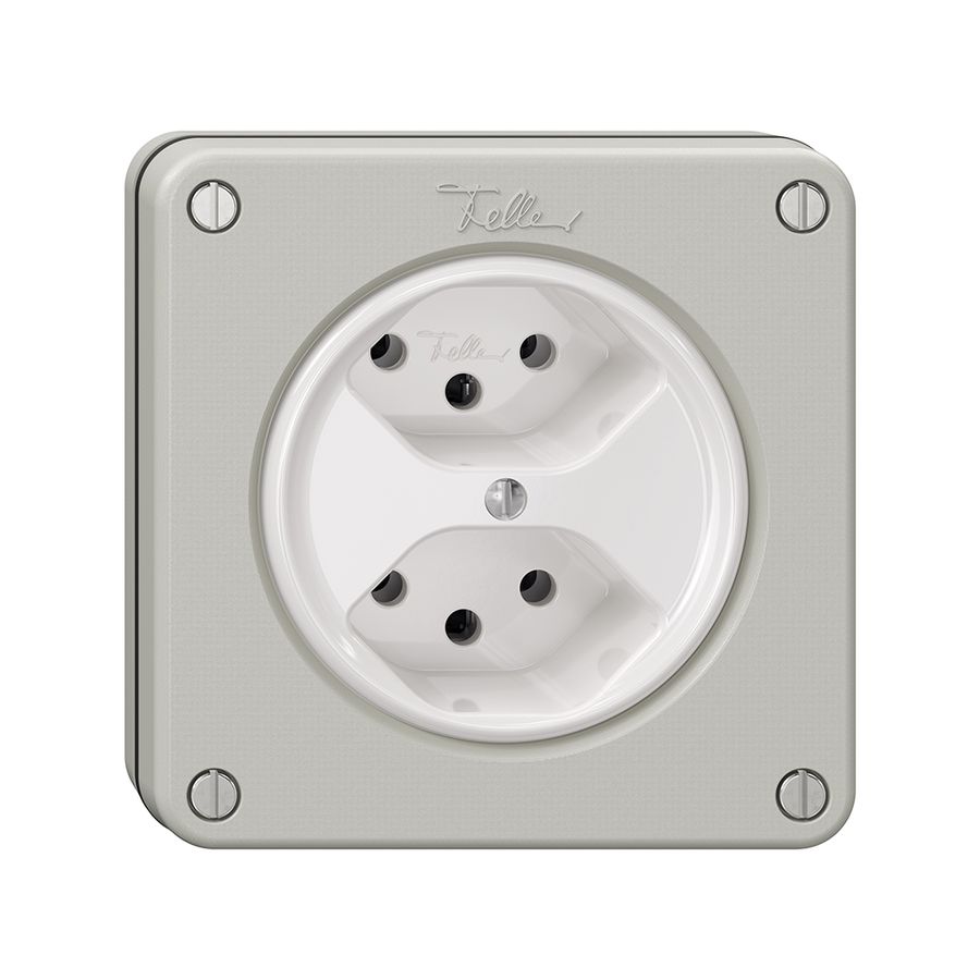 NUPU-Steckdose NEVO, 2×T13, lichtgrau
