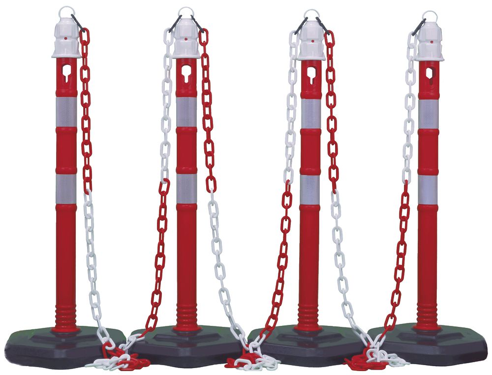 Kettenständer-Set CIMCO 4×Pfosten + 3×Ketten à 3 m