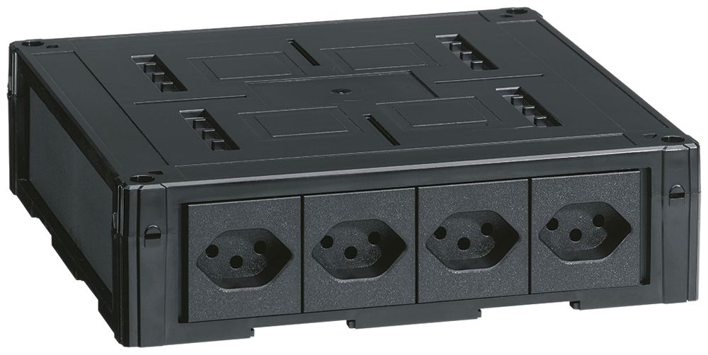 Consolidation Point Hager con 4 pezzi 1×T13, per 6 moduli Keystone, nero