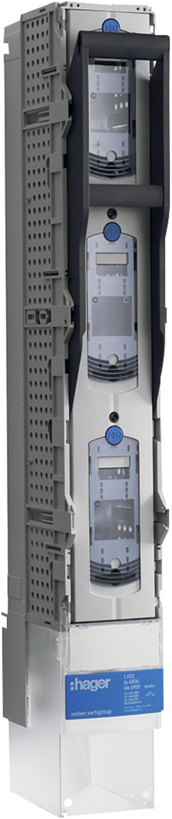 Regolo HPC weber.vertigroup 3P DIN2 400A guida 185mm