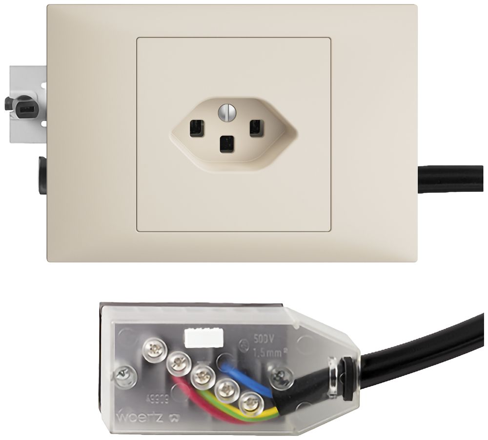 EB-Steckdose T23 L2 EDIZIOdue crema, 45…69mm für Flachkabel Technofil