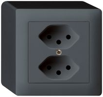 AP-Steckdose kallysto 2×T13 anthrazit mit Kinderschutz