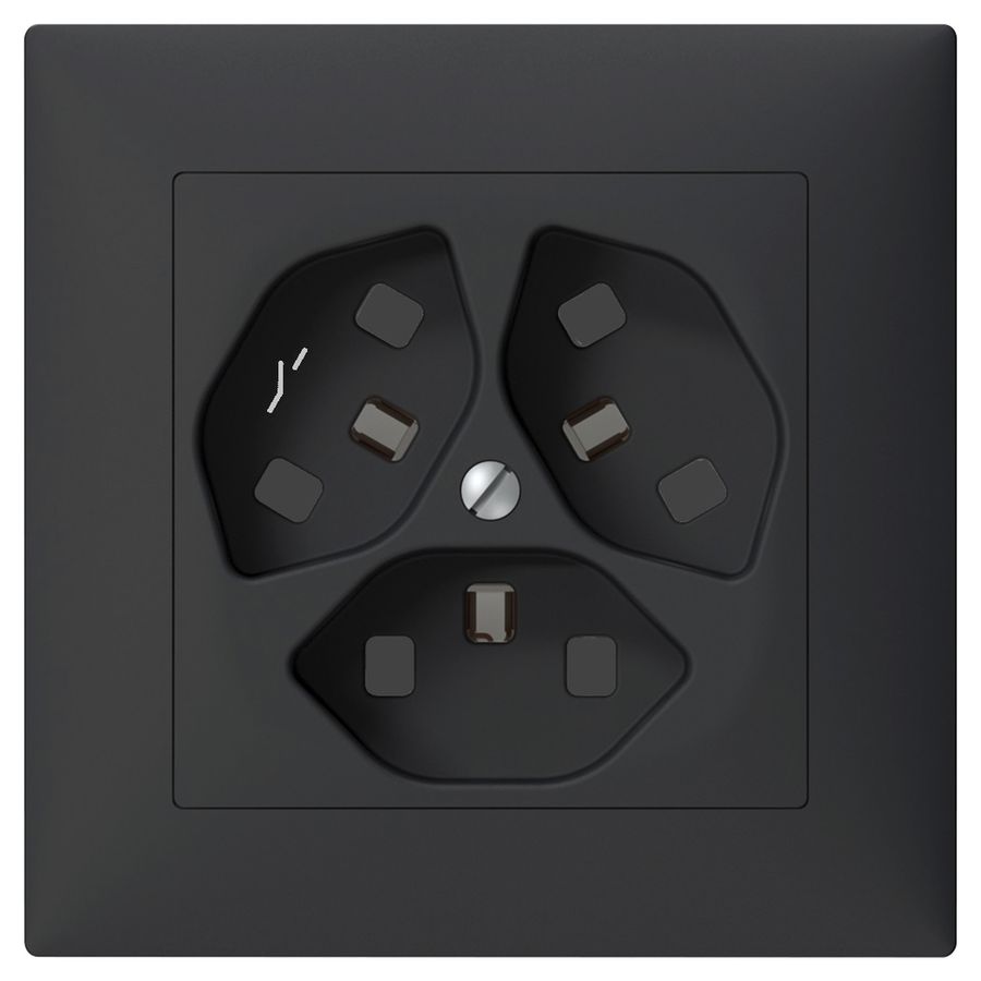 UP-Steckdose SIDUS 3×T23/1 anthrazit mit shutter