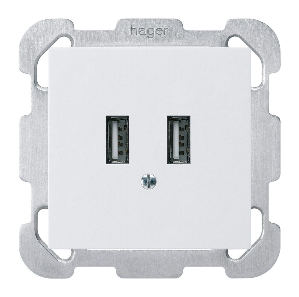 Prise de charge USB ENC Hager kallysto B 240V 2400mA blanc