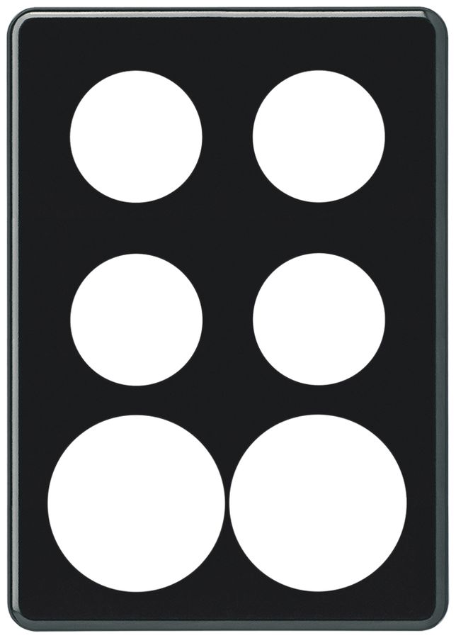 UP-Abdeckplatte basico 3×2 4×Ø43mm+2×Ø58mm schwarz