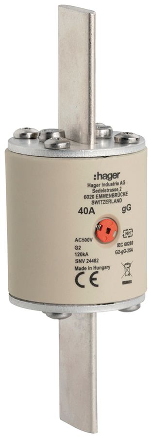 Fusibile HPC Hager SEV G2 500V AC 40A gG indicatore centrale