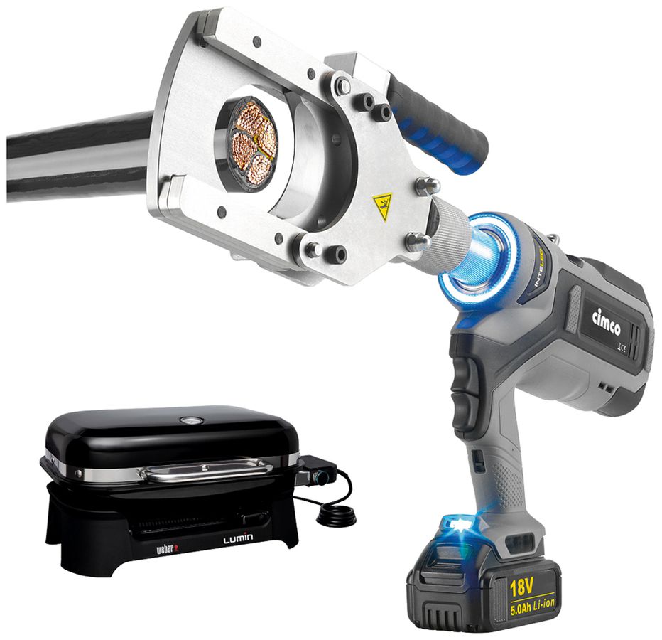 Set Schneidzange Cimco CimCut 85 Ø85mm inkl. Elektrogrill Weber Lumin