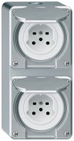 AP-Kombination Hager robusto I-I vertikal Typ 15+Typ 15, aluminium