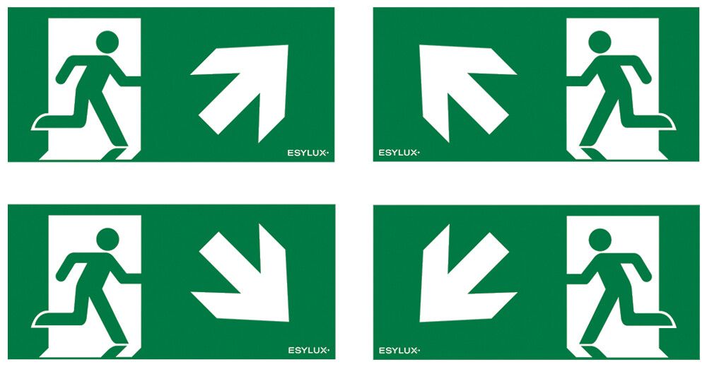 Set di pittogrammi ESYLUX SLE 23m freccia ad/as/bd/bs 250×120mm