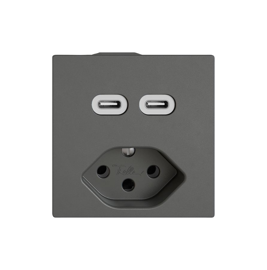 Prise de charge USB EDIZIO.liv SNAPFIX® USB C+C/T13 3A 230VAC grf