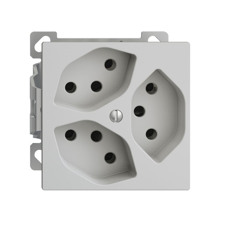 AP-Steckdose EDIZIOdue 3×T13 3×S Kombi-Einsatz mit Shutter hellgrau