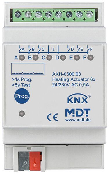 Actionneur de chauffage KNX AMD MDT AKH-0600.03 6-can 0.5A 24…230V 3UM